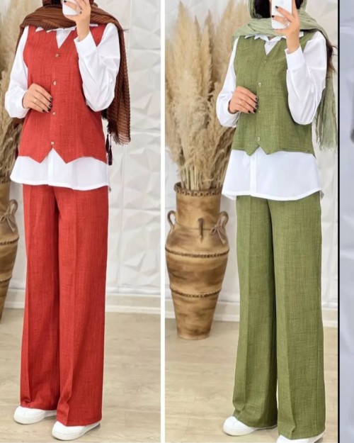  ست سه تیکه شومیز و جلیقه و شلوار 