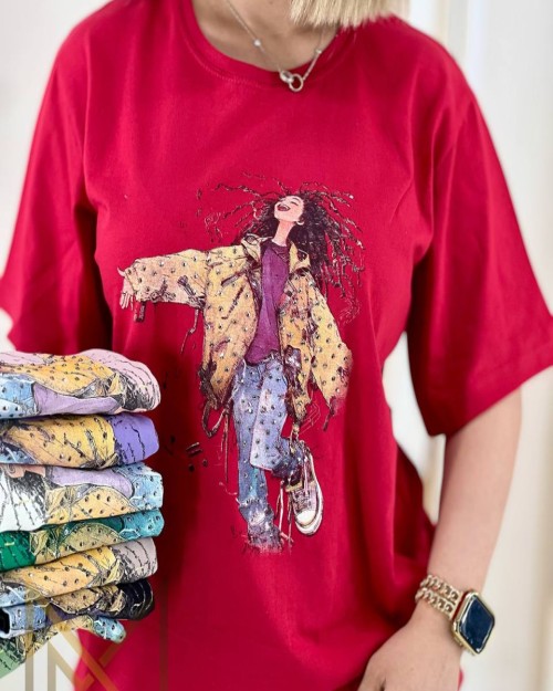  تیشرت پنبه نگین و مروارید 