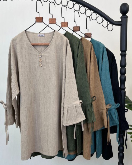  شومیز دکمه دار آستین کلوش مشخصات