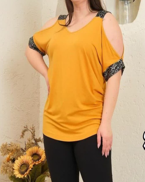  تیشرت کمینو  سرشانه باز پلنگی  کد ۶۵۵۸ مشخصات