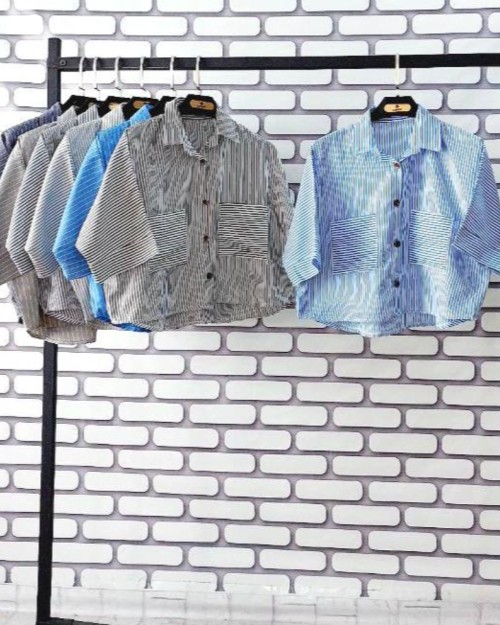  شومیز دوجیب لنین راه راه رنگی 