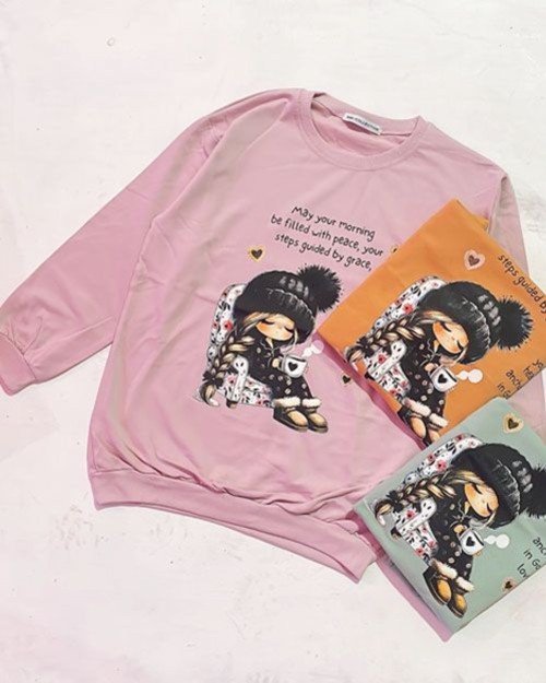  بلوز دورس پنبه دختر کاپوچینو 