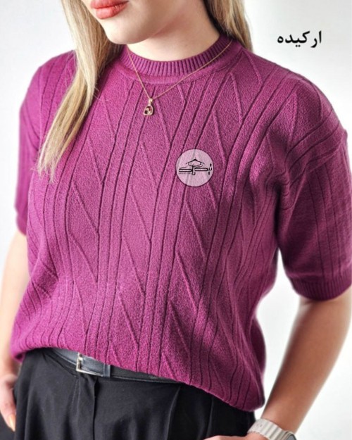  تیشرت بافت آستین کوتاه مورب کد3060 