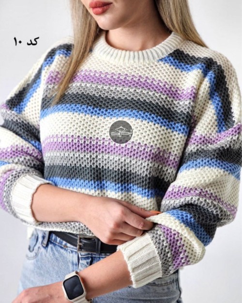  بلوز بافت راه راه درشت کد3025 