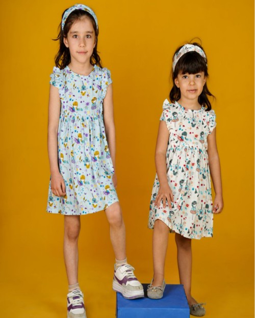  ست دخترانه پیراهن و تل سر کد 10487 