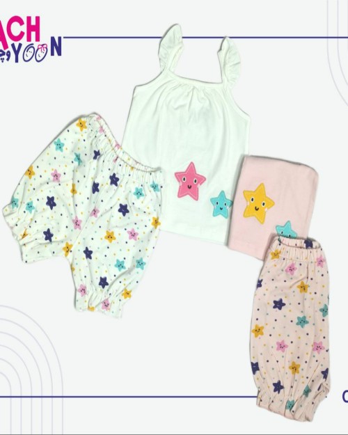  ست دخترانه تاپ و شلوارک طرح ستاره 